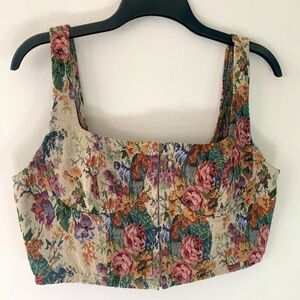 Wild Fable Women's Floral Vintage Corset Crop Top
